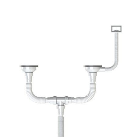 Taslı Taşmalı Lavabo Sifonu Çift Evyeli