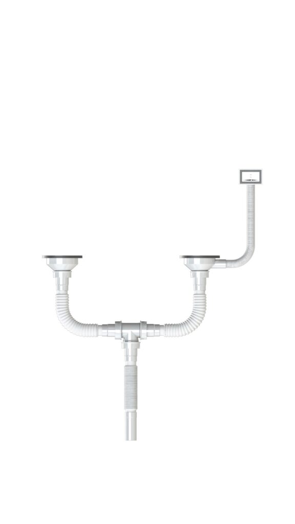 Taslı Taşmalı Lavabo Sifonu Çift Evyeli