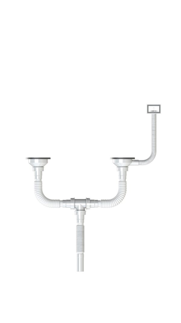 Taslı Taşmalı Lavabo Sifonu Çift Evyeli
