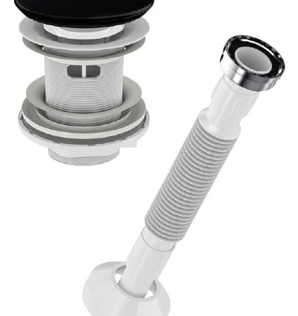 Lavabo Sifonu Clik-Clack Pup-Up Siyah Seramik Kafa Taşmalı