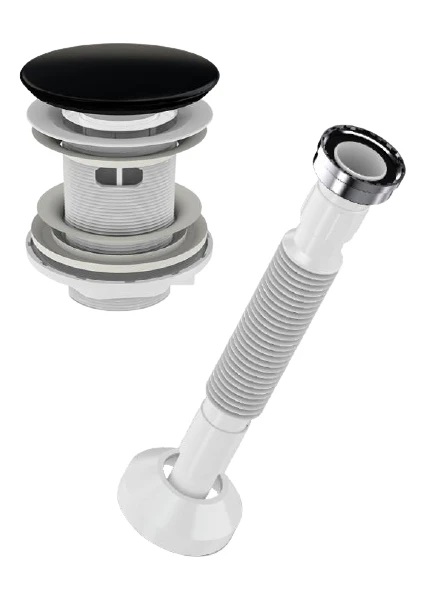 Lavabo Sifonu Clik-Clack Pup-Up Siyah Seramik Kafa Taşmalı